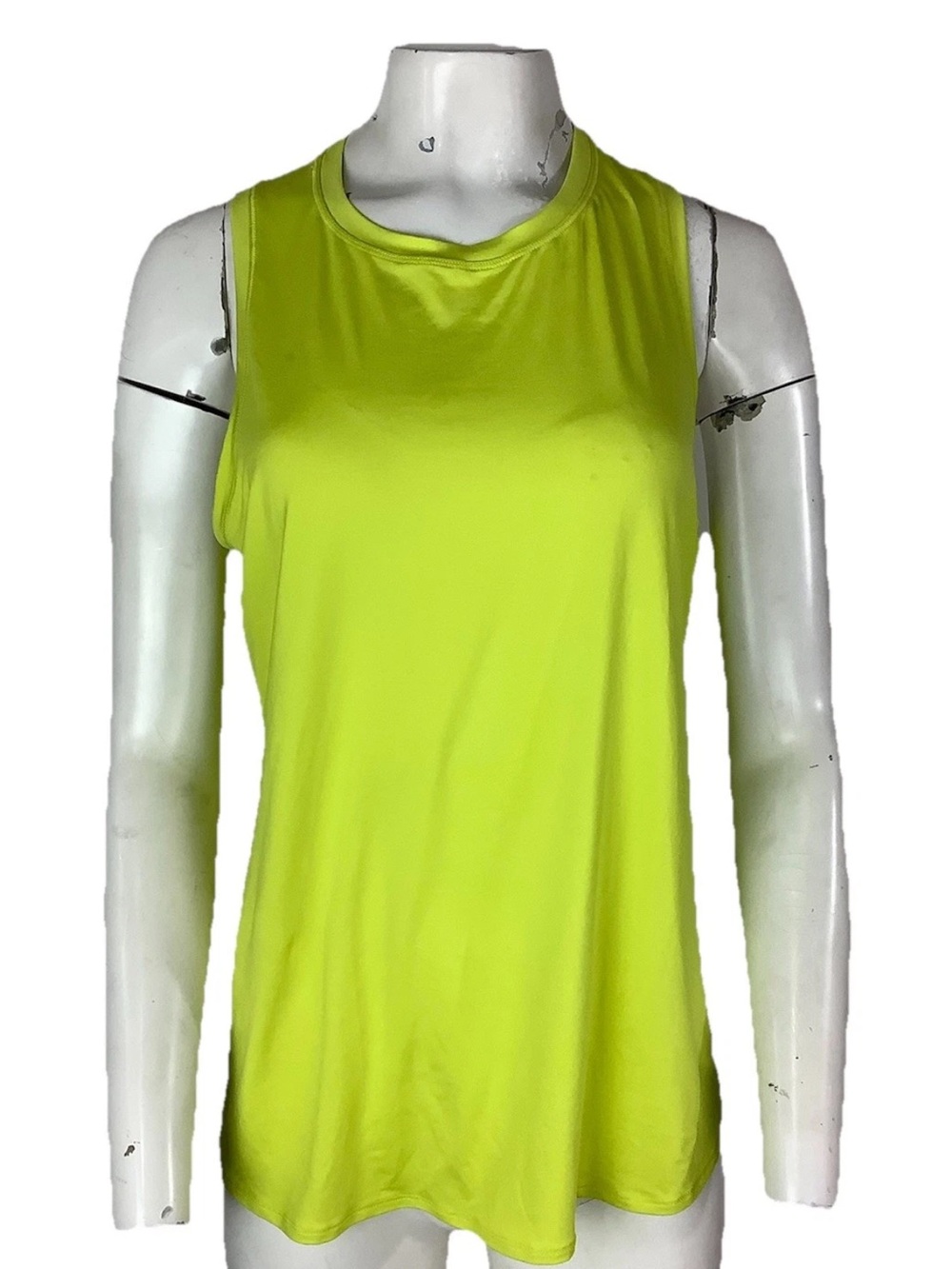 NWT CRZ Yoga Sz L Ultra Light Hip Length Racerback UPF 50 Tank Neon Yellow
